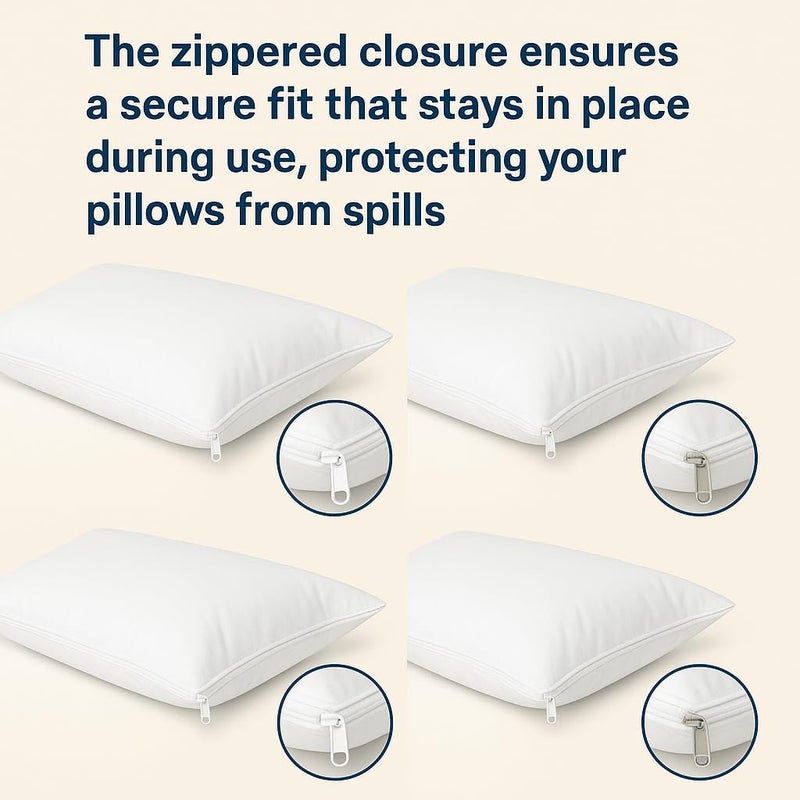 Homestyle 4 Pack Deluxe Zippered Vinyl Pillow Covers - Waterproof Protectors for Longer Lasting Pillows. Standard Size 20""x29"". Ideal for Home, Hotel and Hospital use. - Image 5